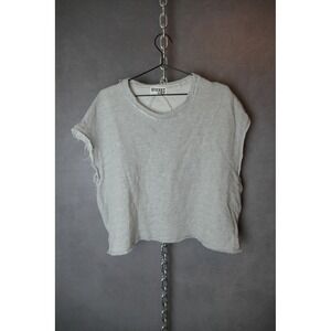 Bucket List Women's Gray Raw Hem Cropped‎ Sleeveless Sweatshirt Top Size M